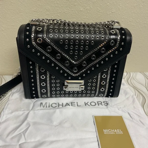 Michael Kors Black and Silver Studded and Grommeted Handbag - Picture 12 of 12
